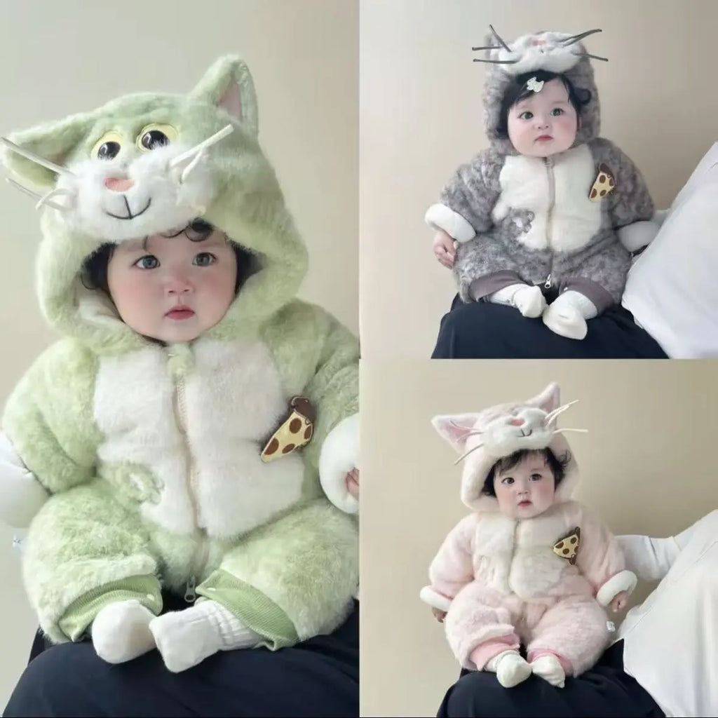 Baby Clothes 2025 Winter Onesie Full Moon 100 Days Piled Thickened Cotton-padded Cartoon Climbing Suit